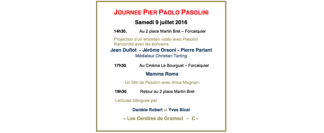 Journée Pier Paolo Pasolini – Rencontres littéraires